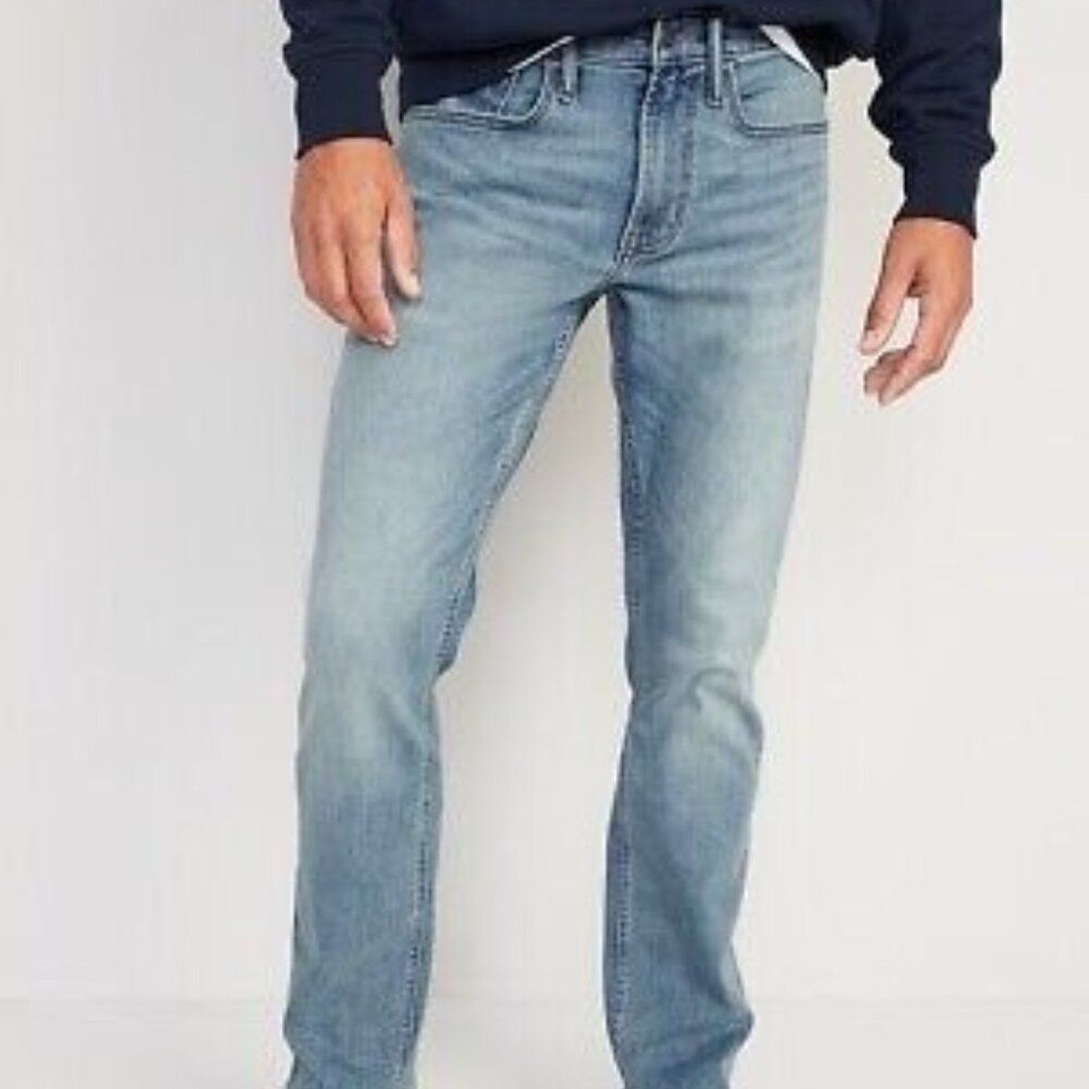 OLD NAVY Men's 36 X 34 Lightwash Medium Denim Blue Straight Jeans Classic